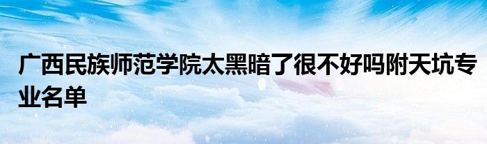 广西民族师范学院太黑暗了很不好吗附天坑专业名单