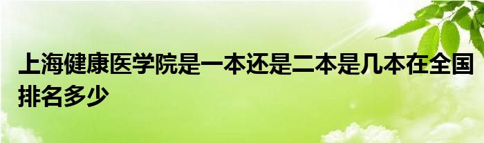 上海健康医学院是一本还是二本是几本在全国排名多少