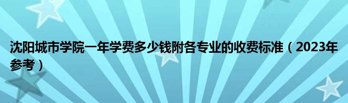 沈阳城市学院一年学费多少钱附各专业的收费标准（2023年参考）