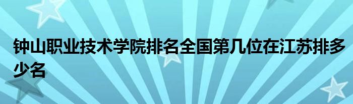 钟山职业技术学院排名全国第几位在江苏排多少名