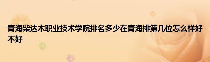 青海柴达木职业技术学院排名多少在青海排第几位怎么样好不好