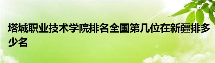 塔城职业技术学院排名全国第几位在新疆排多少名