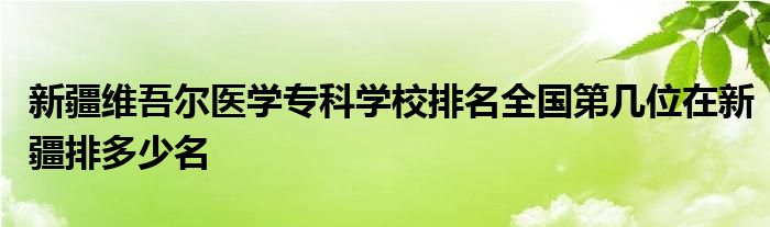 新疆维吾尔医学专科学校排名全国第几位在新疆排多少名