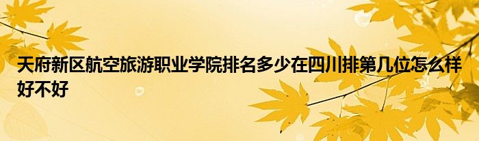 天府新区航空旅游职业学院排名多少在四川排第几位怎么样好不好