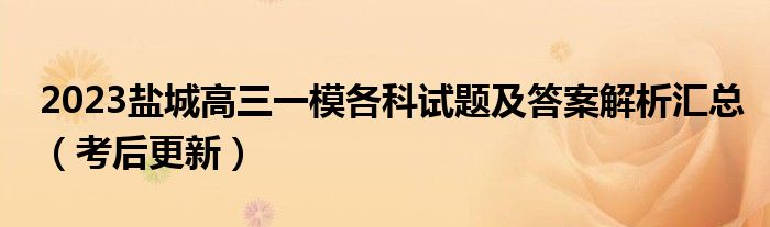 2023盐城高三一模各科试题及答案解析汇总（考后更新）