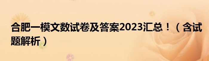 合肥一模文数试卷及答案2023汇总！（含试题解析）