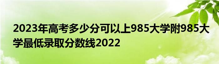 2023年高考多少分可以上985大学附985大学最低录取分数线2022