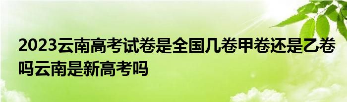 2023云南高考试卷是全国几卷甲卷还是乙卷吗云南是新高考吗