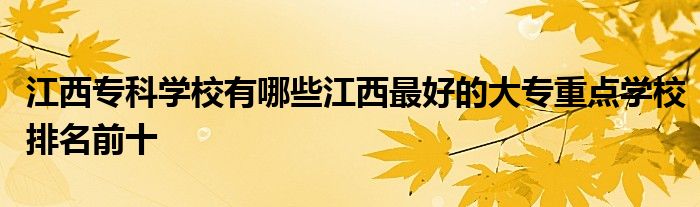 江西专科学校有哪些江西最好的大专重点学校排名前十