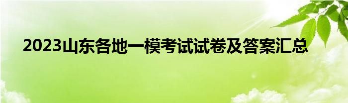 2023山东各地一模考试试卷及答案汇总