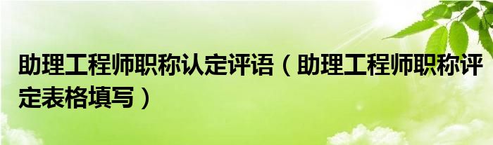 助理工程师职称认定评语（助理工程师职称评定表格填写）