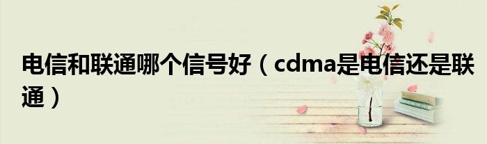 电信和联通哪个信号好（cdma是电信还是联通）