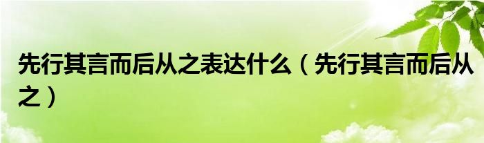 先行其言而后从之表达什么（先行其言而后从之）