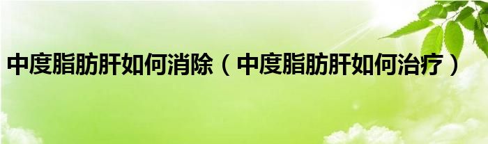 中度脂肪肝如何消除（中度脂肪肝如何治疗）