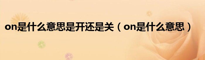 on是什么意思是开还是关（on是什么意思）