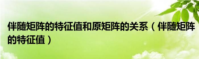 伴随矩阵的特征值和原矩阵的关系（伴随矩阵的特征值）