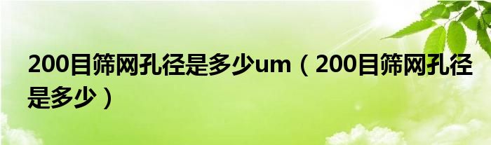 200目筛网孔径是多少um（200目筛网孔径是多少）