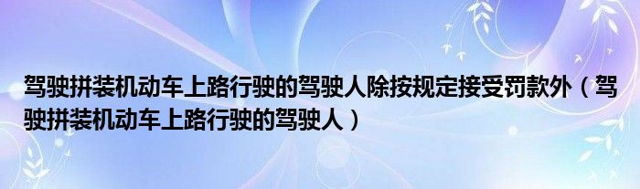 驾驶拼装机动车上路行驶的驾驶人除按规定接受罚款外（驾驶拼装机动车上路行驶的驾驶人）