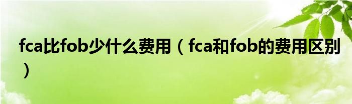 fca比fob少什么费用（fca和fob的费用区别）