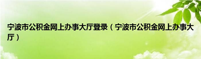 宁波市公积金网上办事大厅登录（宁波市公积金网上办事大厅）