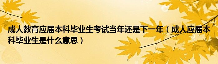 成人教育应届本科毕业生考试当年还是下一年（成人应届本科毕业生是什么意思）