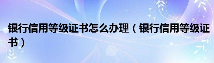 银行信用等级证书怎么办理（银行信用等级证书）