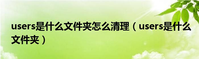 users是什么文件夹怎么清理（users是什么文件夹）