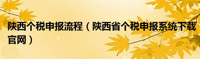 陕西个税申报流程（陕西省个税申报系统下载官网）