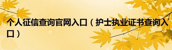 个人征信查询官网入口（护士执业证书查询入口）