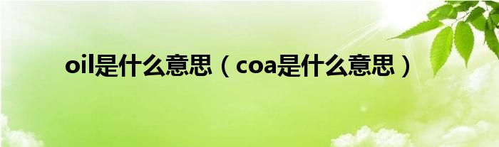 oil是什么意思（coa是什么意思）