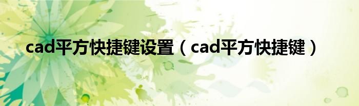 cad平方快捷键设置（cad平方快捷键）