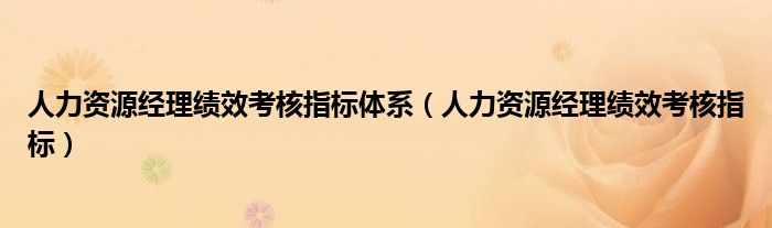 人力资源经理绩效考核指标体系（人力资源经理绩效考核指标）