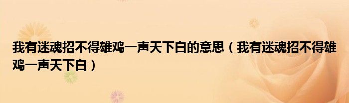 我有迷魂招不得雄鸡一声天下白的意思（我有迷魂招不得雄鸡一声天下白）