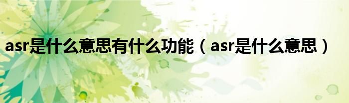 asr是什么意思有什么功能（asr是什么意思）