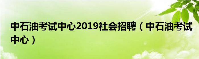 中石油考试中心2019社会招聘（中石油考试中心）