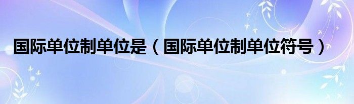 国际单位制单位是（国际单位制单位符号）