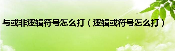 与或非逻辑符号怎么打（逻辑或符号怎么打）