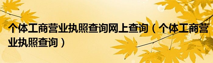 个体工商营业执照查询网上查询（个体工商营业执照查询）