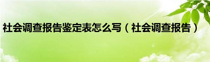 社会调查报告鉴定表怎么写（社会调查报告）