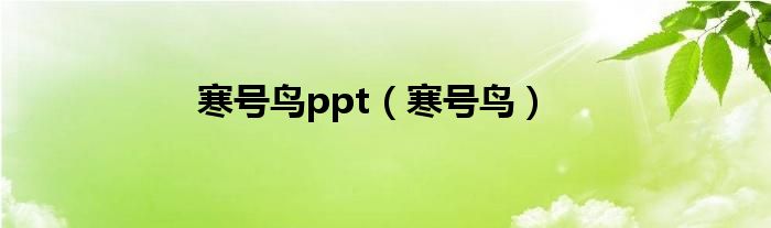 寒号鸟ppt（寒号鸟）