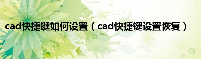 cad快捷键如何设置（cad快捷键设置恢复）