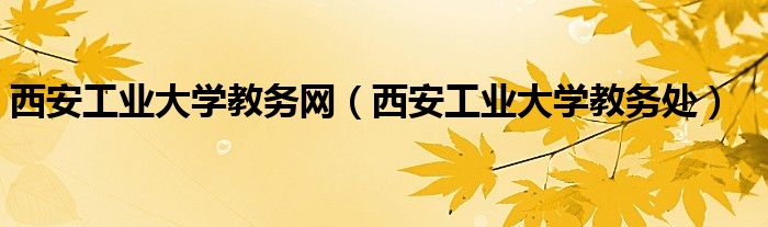 西安工业大学教务网（西安工业大学教务处）