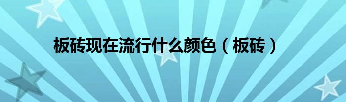 板砖现在流行什么颜色（板砖）