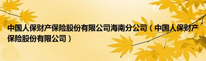 中国人保财产保险股份有限公司海南分公司（中国人保财产保险股份有限公司）