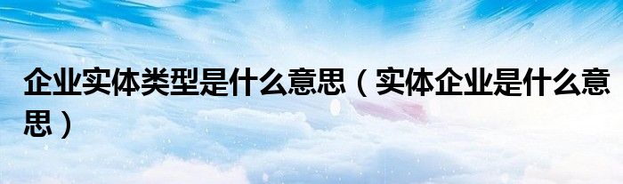 企业实体类型是什么意思（实体企业是什么意思）