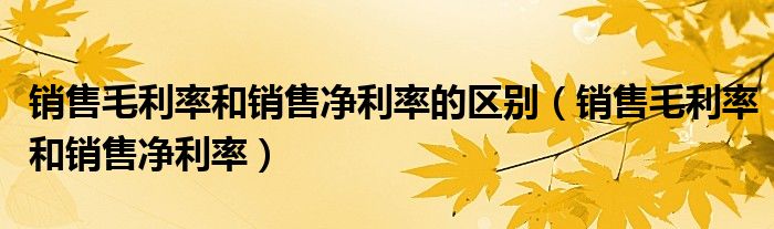 销售毛利率和销售净利率的区别（销售毛利率和销售净利率）