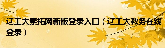 辽工大素拓网新版登录入口（辽工大教务在线登录）