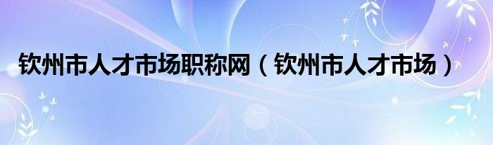 钦州市人才市场职称网（钦州市人才市场）