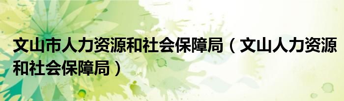 文山市人力资源和社会保障局（文山人力资源和社会保障局）