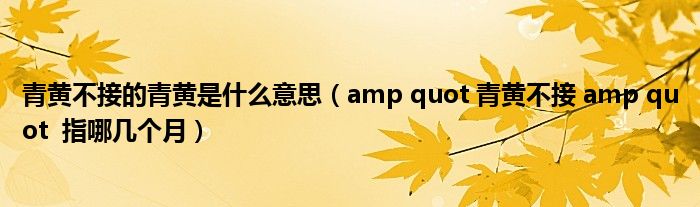 青黄不接的青黄是什么意思（amp quot 青黄不接 amp quot  指哪几个月）